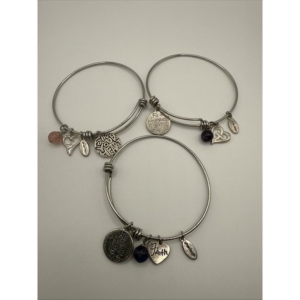 Lot of Three Unwritten‎ Charm Bracelets 7.5” Expandable Heart Faith Hope Love